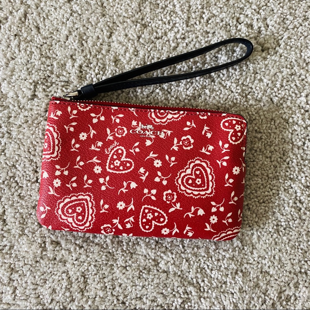 Red Paisley Coach Wristlet